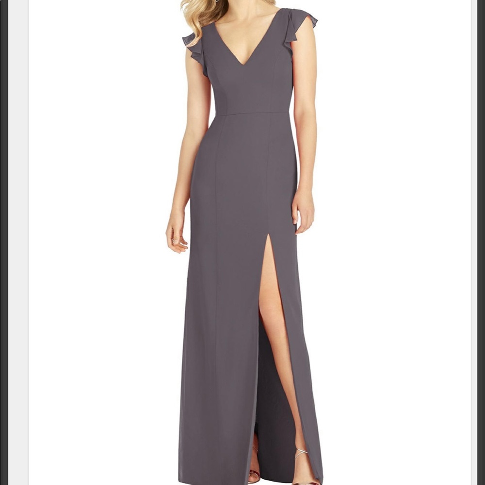 Bridesmaid Formal Prom Dress Purple Gray